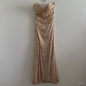 Anny Lee Gold Sequin Strapless Gown - Size M